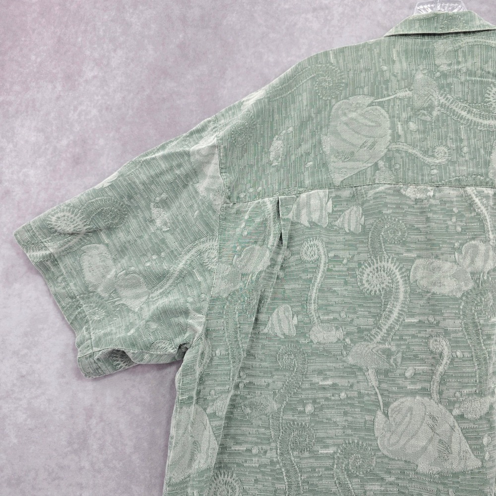 Bermuda Bay Green Tropical Surf Island Vintage Cotton Relax Hawaiian Shirt XXL - Picture 9 of 13